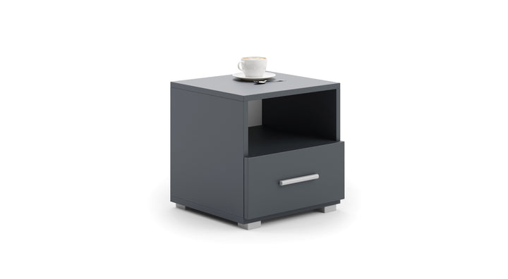 Natbord Emi grå - håndtag aluminium