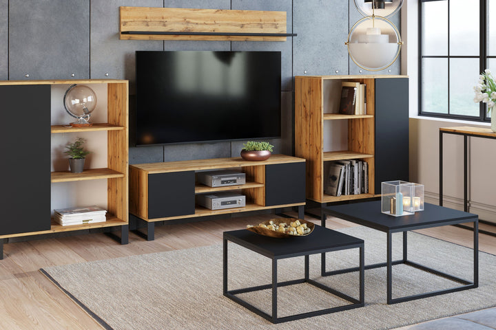 RTV Focus 155 cm skab - metalben i eg - sort