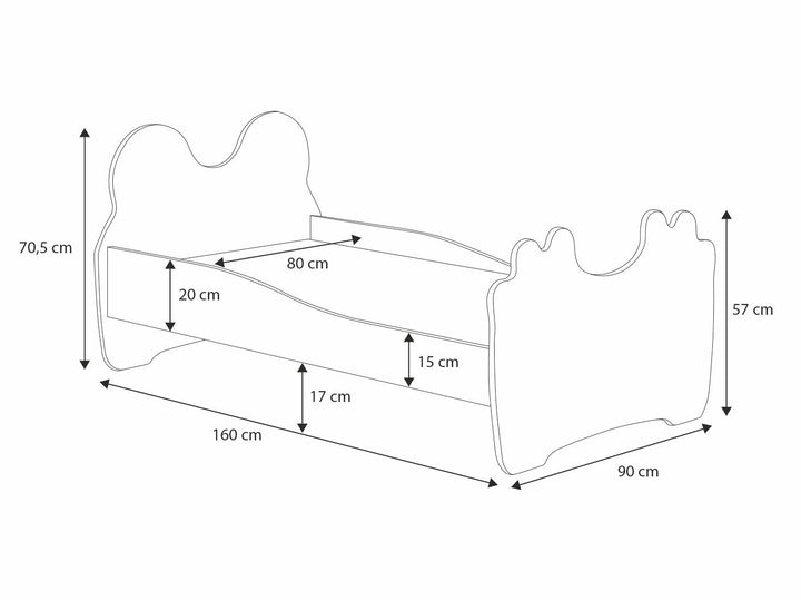 Pink Cat børneseng 160x80 med skuffe