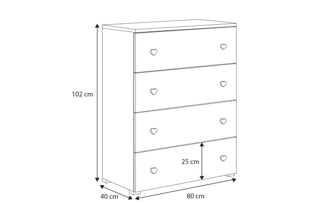 Emily hvid kommode - greb i pink