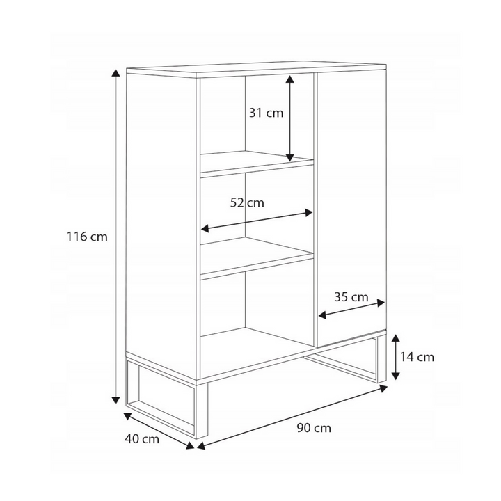 Fondi loft reol - sildebens eg håndværksindretning, højde 116 cm, bredde 90 cm, dybde 40 cm