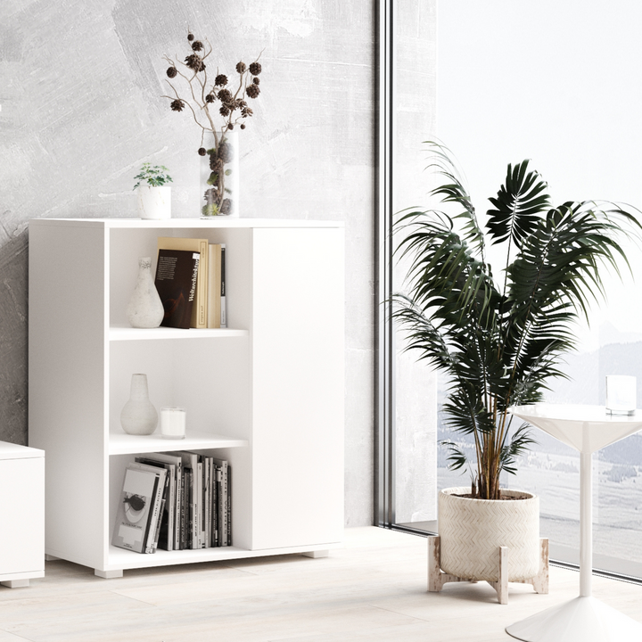 Bogreol Fondi hvid, Højde 104 cm, bredde 90 cm, dybde 40 cm