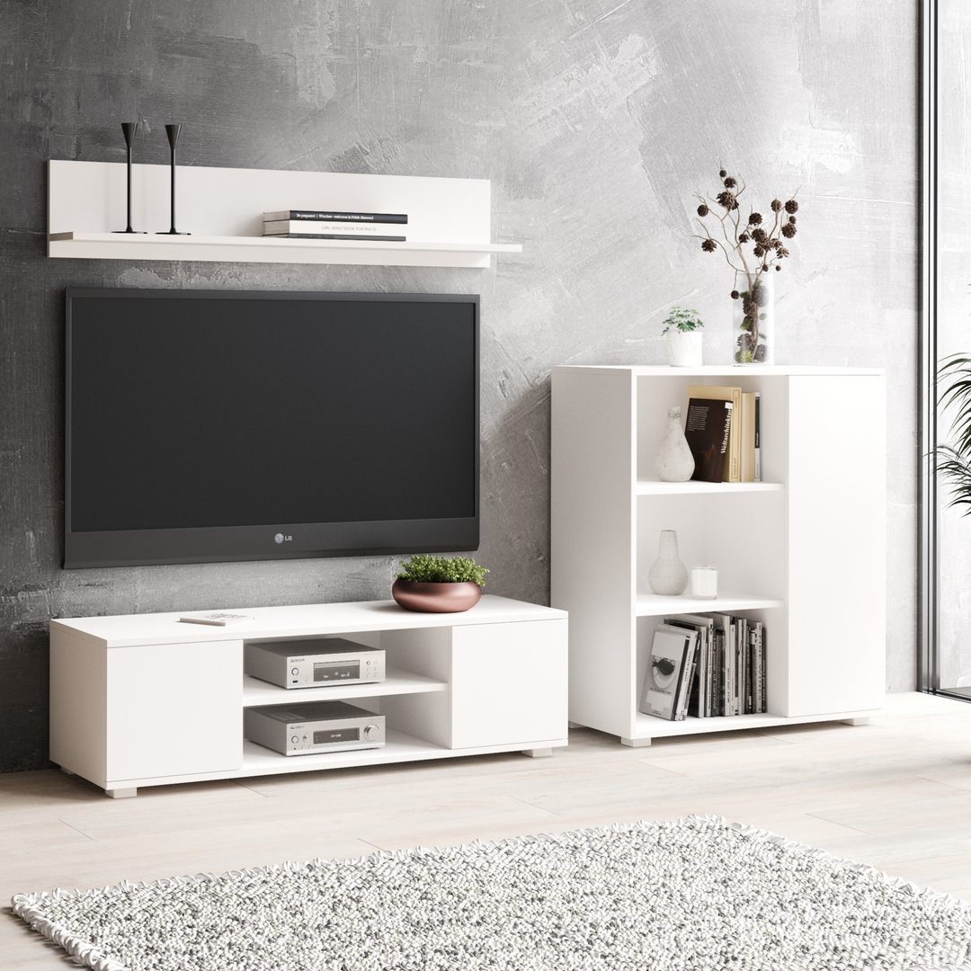 Bogreol Fondi hvid, Højde 104 cm, bredde 90 cm, dybde 40 cm