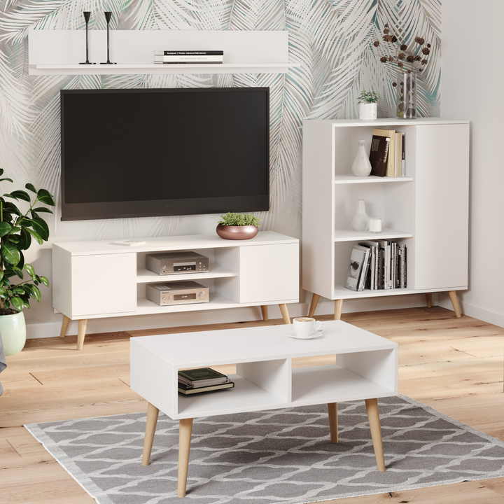 Bogreol Fondi - træben, højde 116 cm, bredde 90 cm, dybde 40 cm