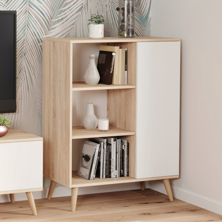 Bogreol Fondi - træben, højde 116 cm, bredde 90 cm, dybde 40 cm