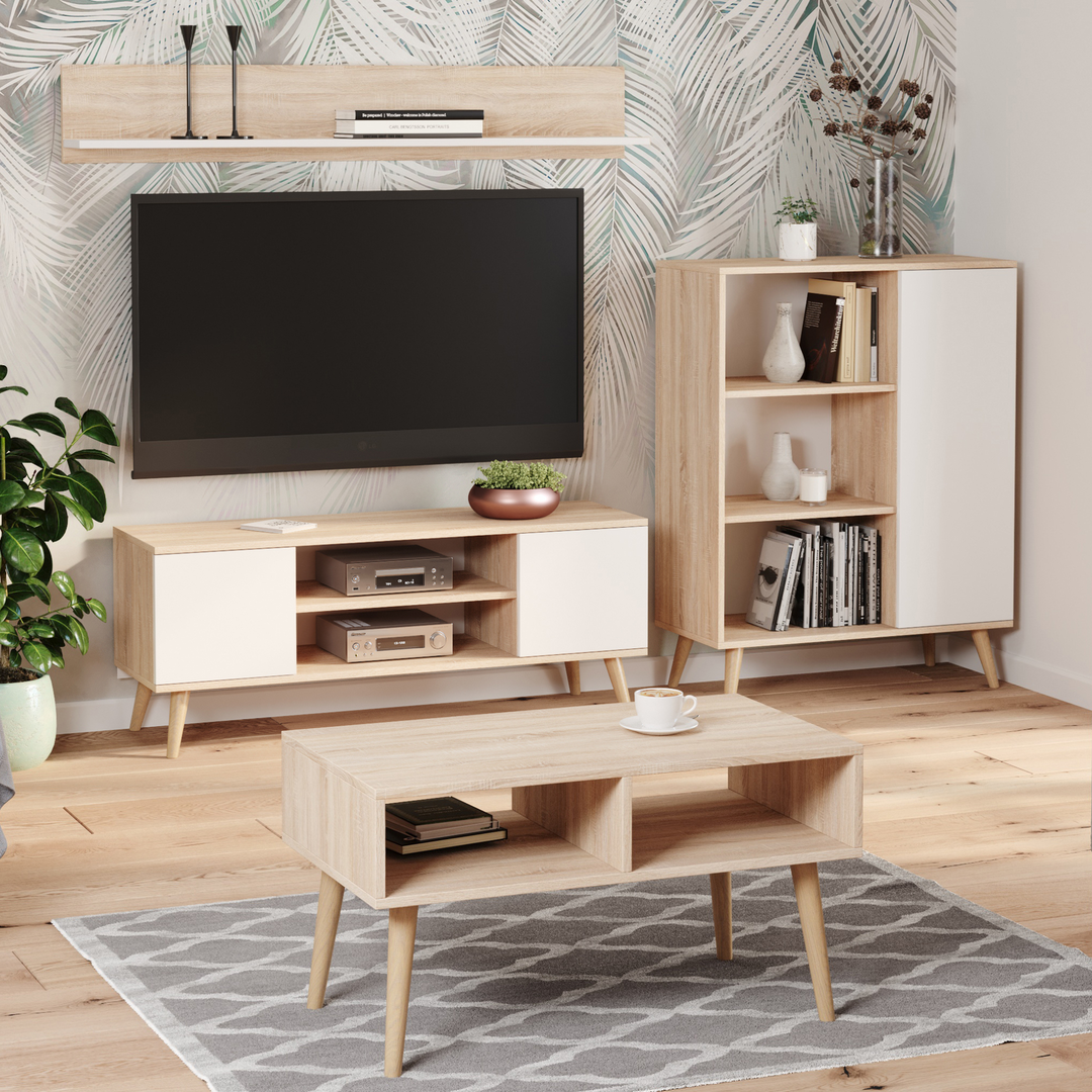 Bogreol Fondi - træben, højde 116 cm, bredde 90 cm, dybde 40 cm