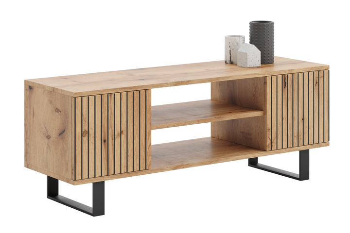 Lav tv-kommode, japandi-stil, Højde 49 cm, bredde 135 cm, dybde 40 cm, naturfarvet