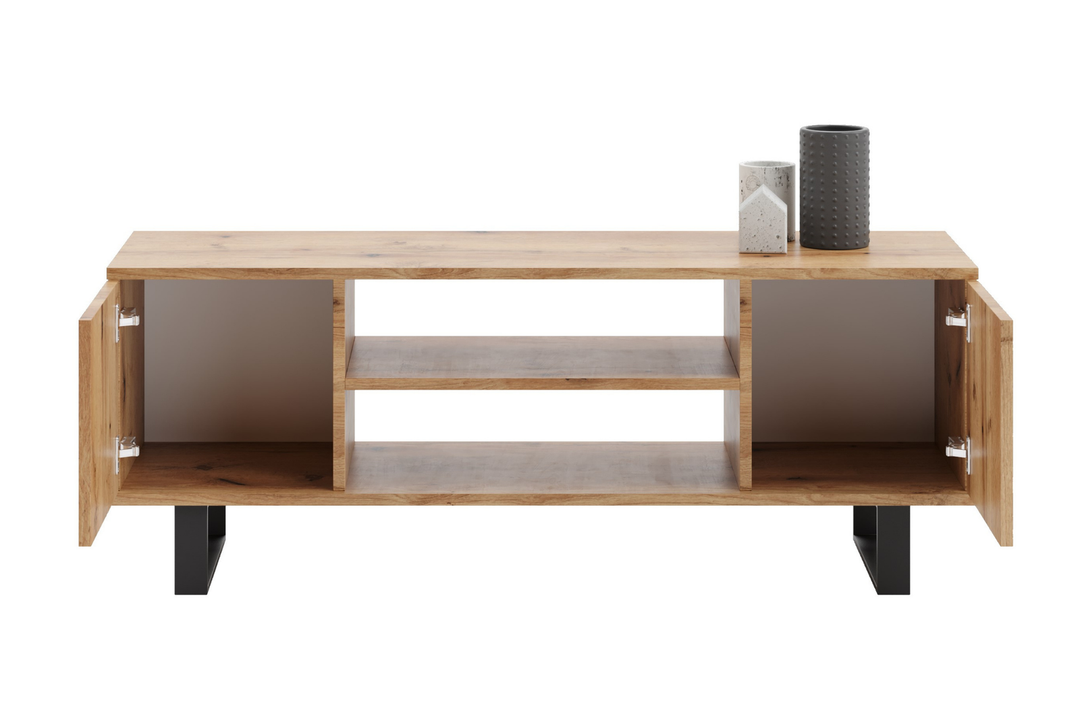 Lav tv-kommode, japandi-stil, Højde 49 cm, bredde 135 cm, dybde 40 cm, naturfarvet