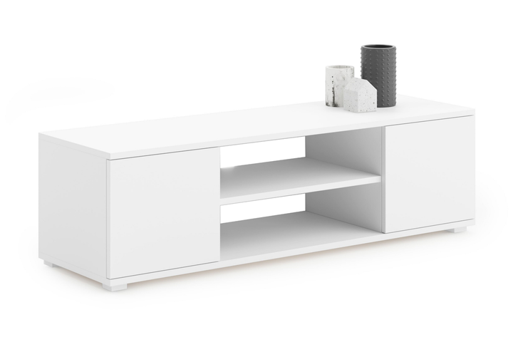 Lav TV-kommode, højde 37 cm, bredde 155 cm, dybde 40 cm, hvid