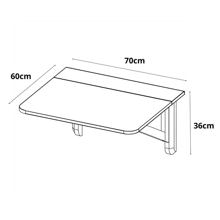 Klapbord/vægbord, 60x70cm, sort med akse-farvede ben