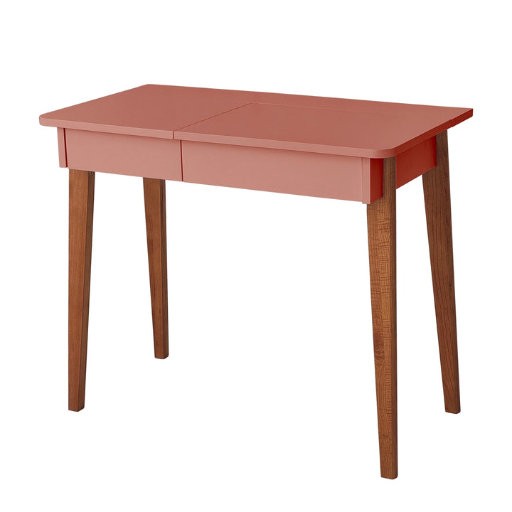 MeWise skrivebord/sminkebord, 90x48cm, ege-farvet og pink