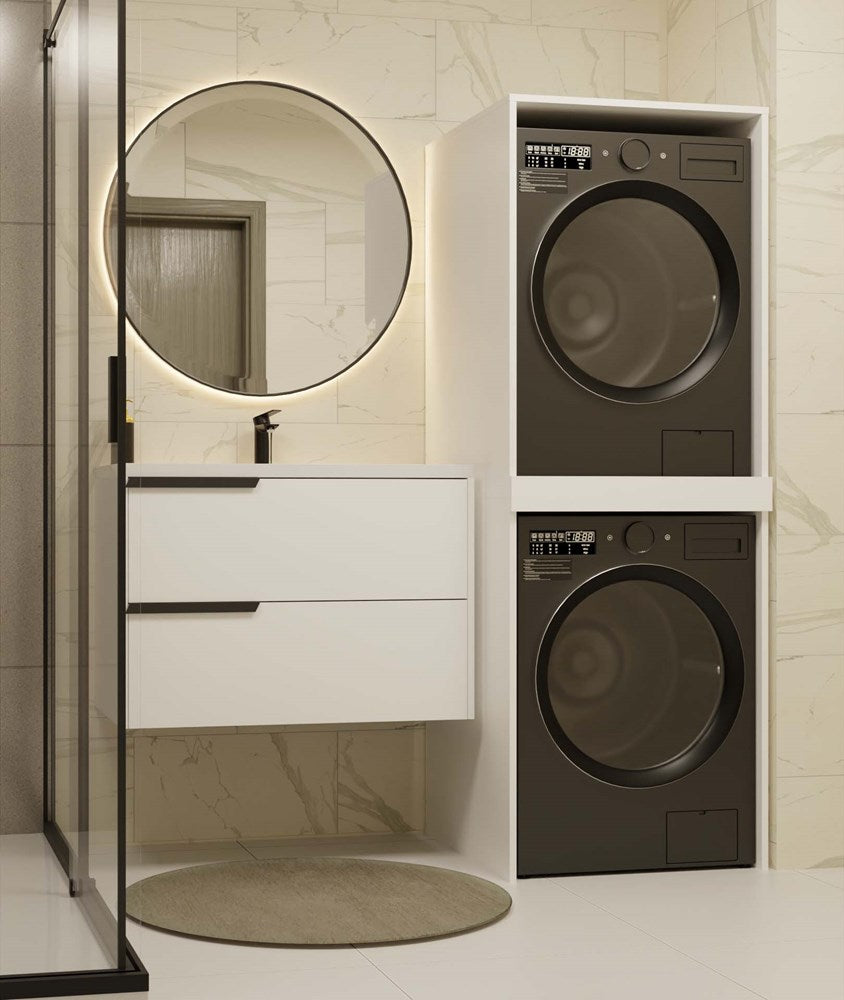 Badeværelsesskab / søjleskab til vaskemaskine / tørretumbler, Højde: 180 cm Bredde: 64 cm Dybde: 64 cm