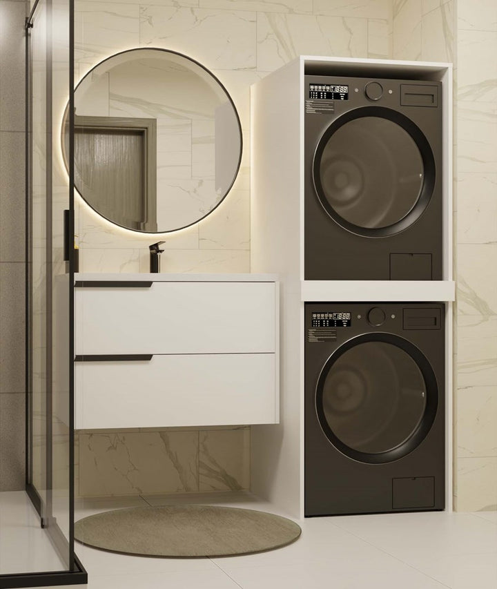 Badeværelsesskab / søjleskab til vaskemaskine / tørretumbler, Højde: 180 cm Bredde: 64 cm Dybde: 64 cm