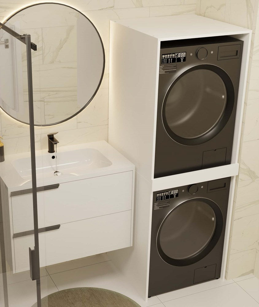 Badeværelsesskab / søjleskab til vaskemaskine / tørretumbler, Højde: 180 cm Bredde: 64 cm Dybde: 64 cm