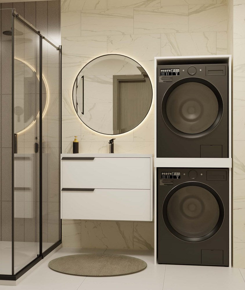 Badeværelsesskab / søjleskab til vaskemaskine / tørretumbler, Højde: 180 cm Bredde: 64 cm Dybde: 64 cm