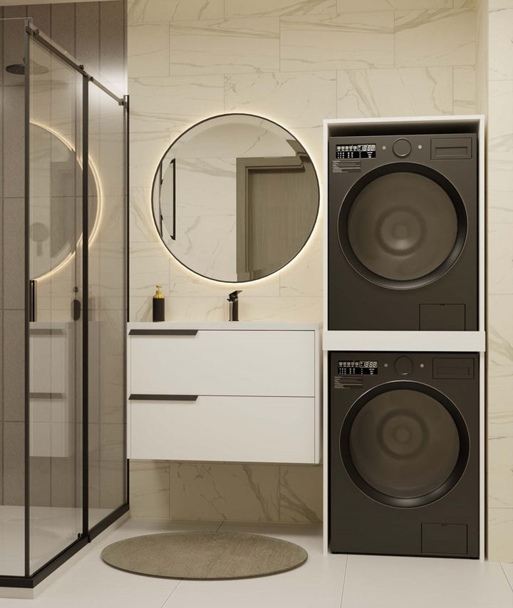 Badeværelsesskab / søjleskab til vaskemaskine / tørretumbler, Højde: 180 cm Bredde: 64 cm Dybde: 64 cm