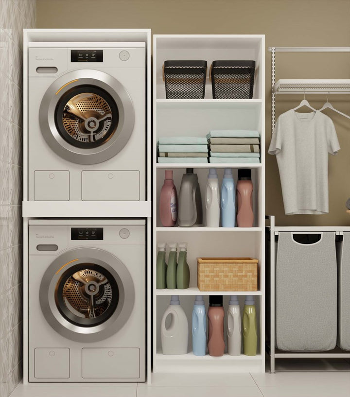 Badeværelsesskab / søjleskab til vaskemaskine / tørretumbler, Højde: 180 cm Bredde: 64 cm Dybde: 64 cm