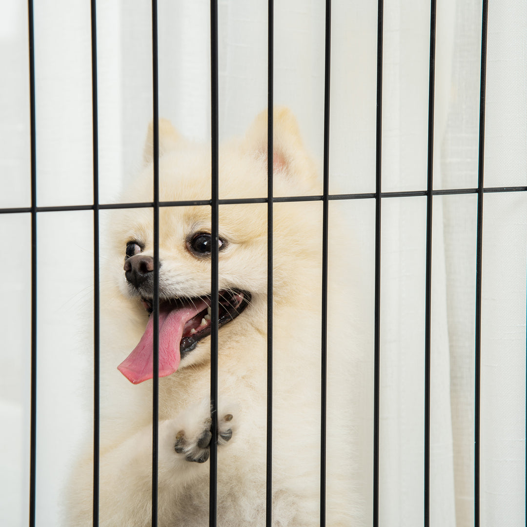 Hundegitter træ hundegitter sikkerhedslåge tovejs foldbart stål hvid 305 x 35,5 x 82 cm