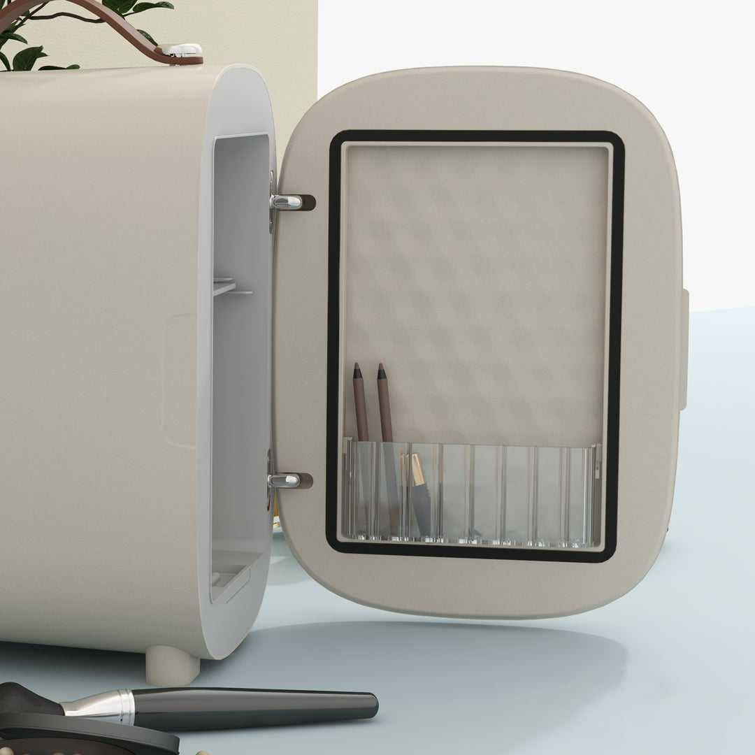 Minikøleskab beauty fridge, 4 l kapacitet, 20,3 x 26,3 x 28 cm, cremehvid