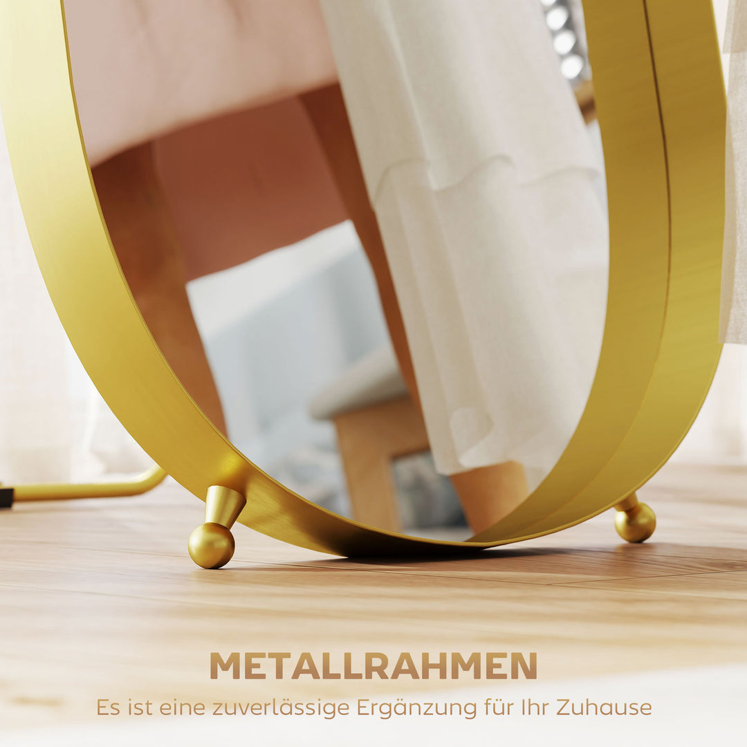 Spejl i metalramme i fuld længde, 160 x 50 cm, guldramme, til stue, soveværelse