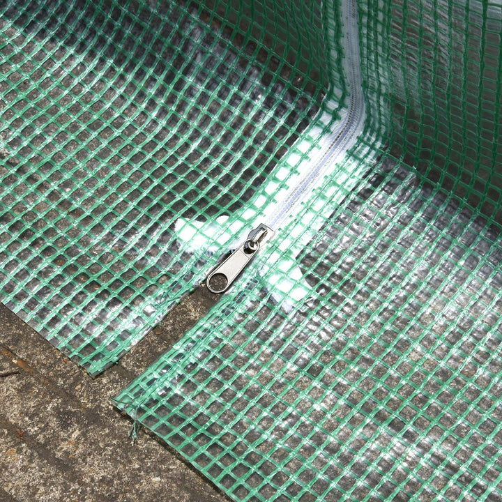 Rundbuedrivhus, 6 masker, transparent film, metalramme, 3,95 x 1,95 x 1,90 m, grøn