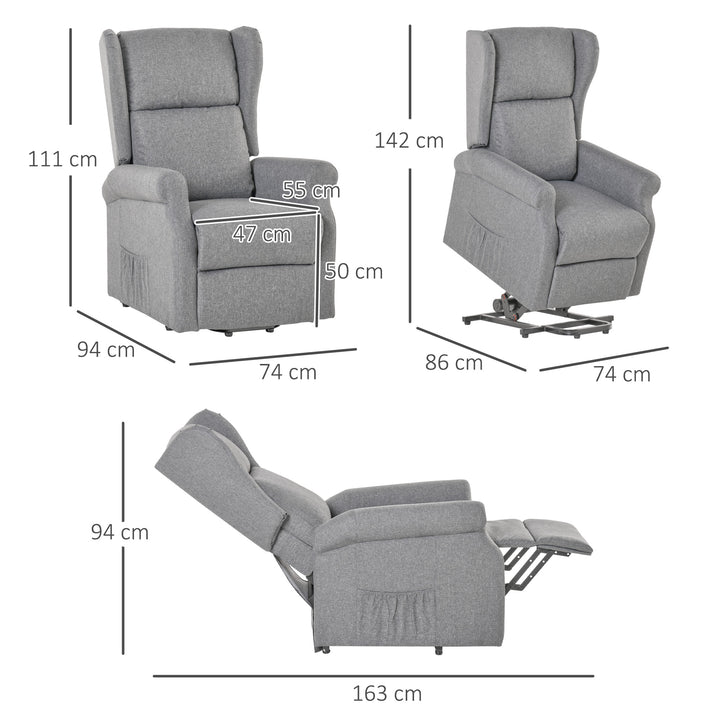 Lænestol med justerbar lænefunktion, løftehjælp, lænefunktion, op til 200 kg, 72,5x94x109 cm, grå