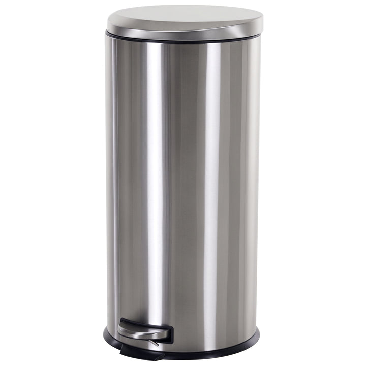 30L skraldespand, pedalspand i rustfrit stål, skraldespand med indvendig spand, skraldespand med låg og fodpedal, til stue, kontor, ø29,2 x 62,5 cm