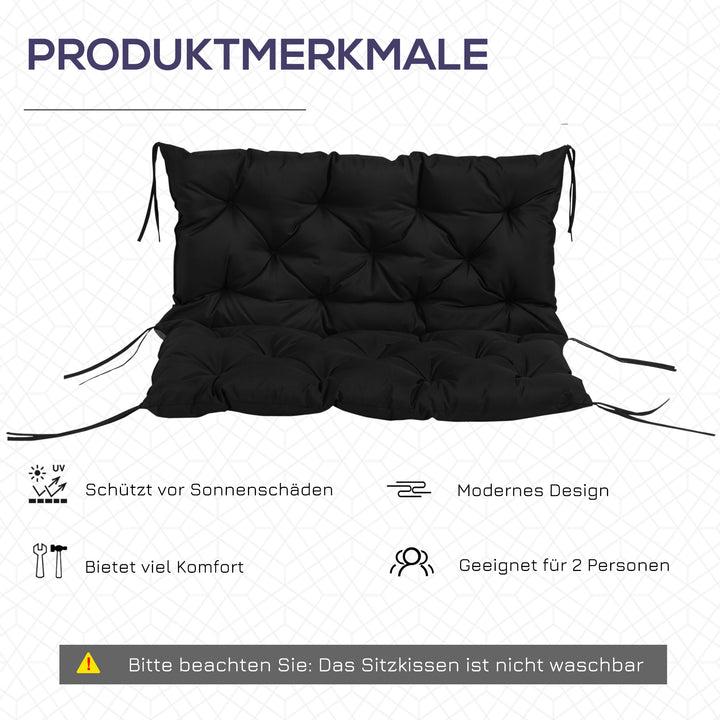 3-Personers bænkehynde 100x98x8 cm med stropper, bænkehynde til havemøbler og verandagynge, sort