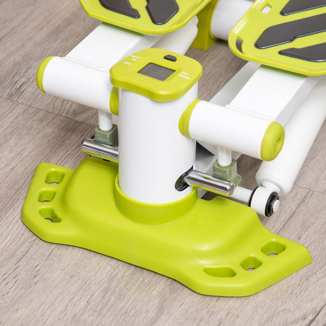 Mini stepper, bærbar, skridsikker, hydraulisk cylinder, lcd-skærm, metal/abs, 48x34x21 cm, hvid/gul