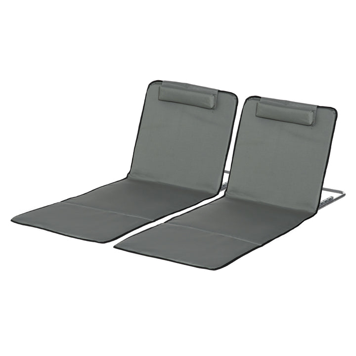 Sæt med 2 strandmåtter, justerbare, foldbare, 124L x 53B x 37-50H cm, grå