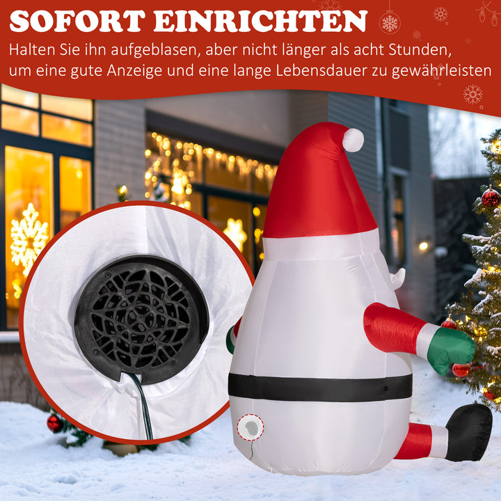 Oppustelig julemand med roterende lyskugle, juledekoration til haven
