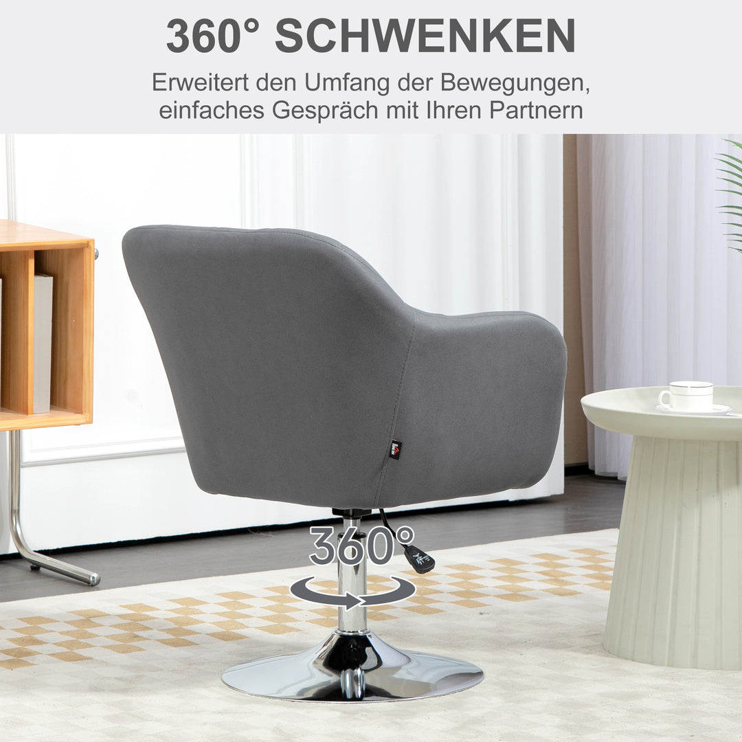 Drejestol, højdejusterbar kontorstol, polyester, metal, 60 x 60 x 79-91 cm, mørkegrå