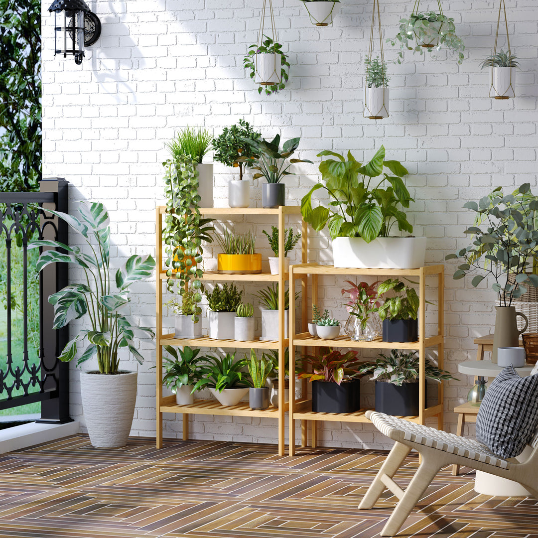 Fritstående bogreol i bambus, 4 hylder, 62 x 33 x 112 cm