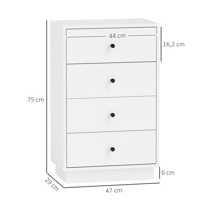 Kommode med 7 skuffer i træ i moderne stil 47 x 29 x 75 cm hvid
