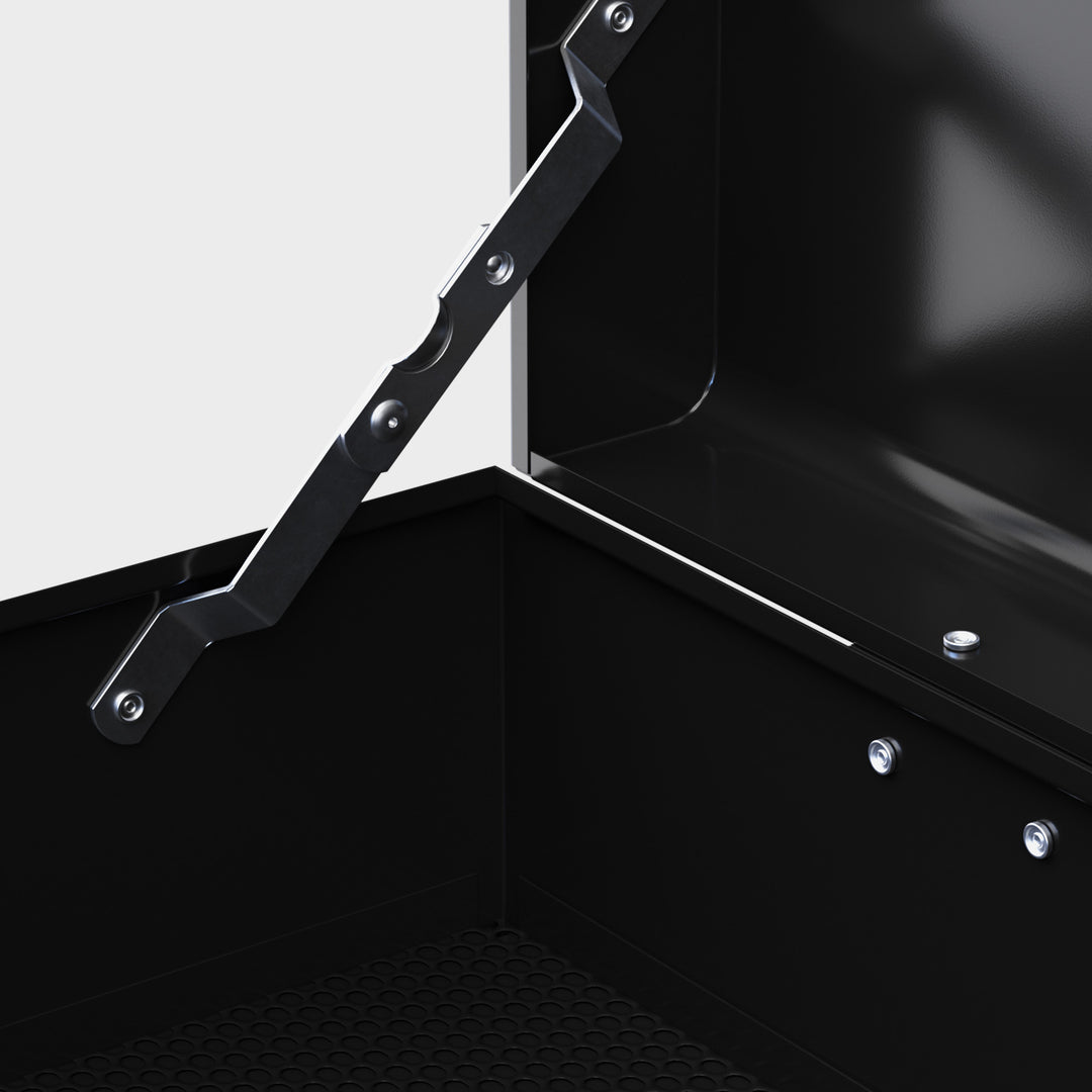 Værktøjskasse, låsbar, 3 skuffer, stålkabinet, 60x26x34cm, sort