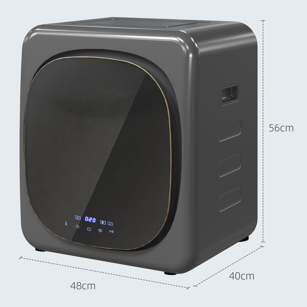 Tørretumbler med uv-desinfektion, kompakt design, 4 kg kapacitet, rustfrit stål, grå