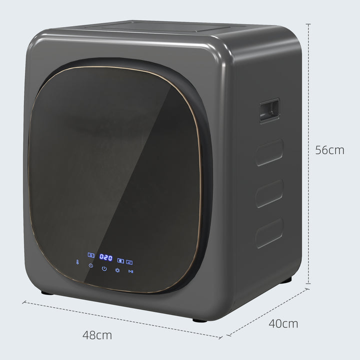 Tørretumbler med uv-desinfektion, kompakt design, 4 kg kapacitet, rustfrit stål, grå