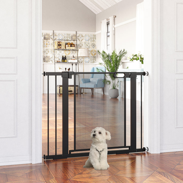 Trappegitter, kæledyrsgitter, hundegitter, justerbar fra 75 cm - 103 cm, sort
