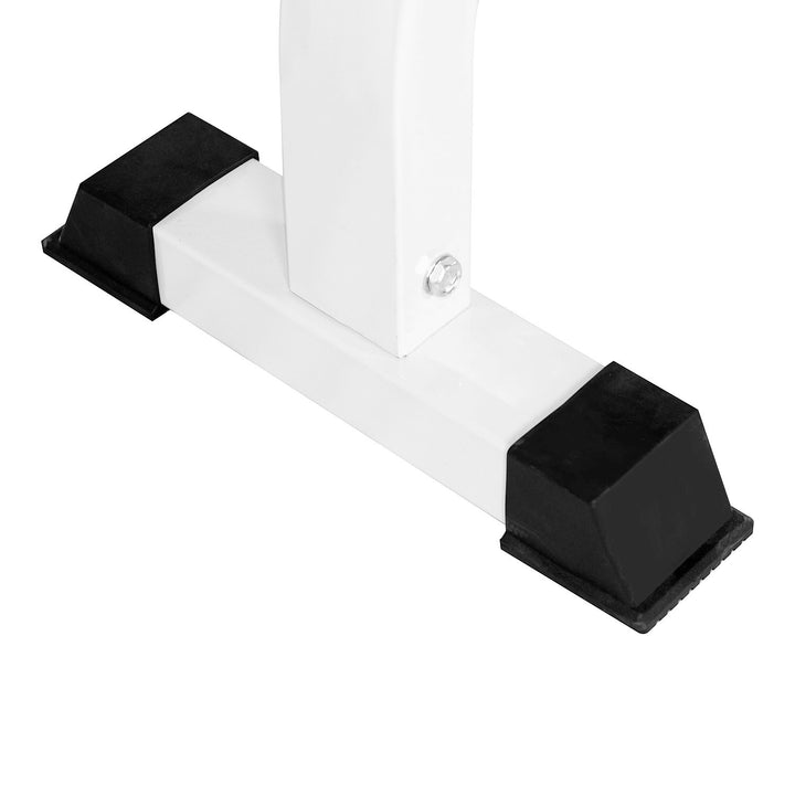 Vægtbænk, flad bænk, fitnessbænk, multifunktionel træningsbænk til styrketræning derhjemme, stål, sort, 112 x 62 x 43 cm