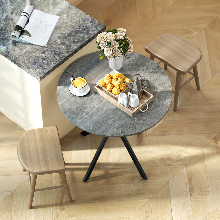 Rundt køkkenbord, 80 cm, kompakt bordplade, spånplade, metal, grå