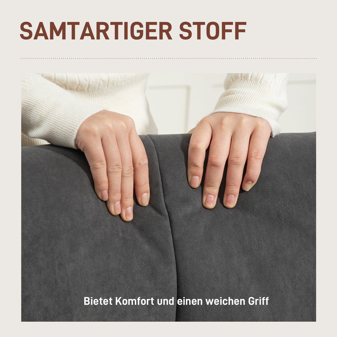 Polstret lænestol, lænestol til stue med quiltning, blødt velourbetræk, op til 120 kg, grå