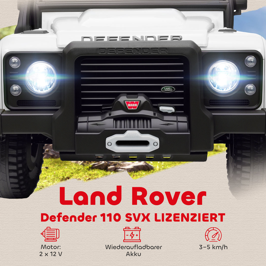 Elbil til børn, 12v batteridrevet, fjernbetjening, musikfunktion, horn, led-lys, hvid