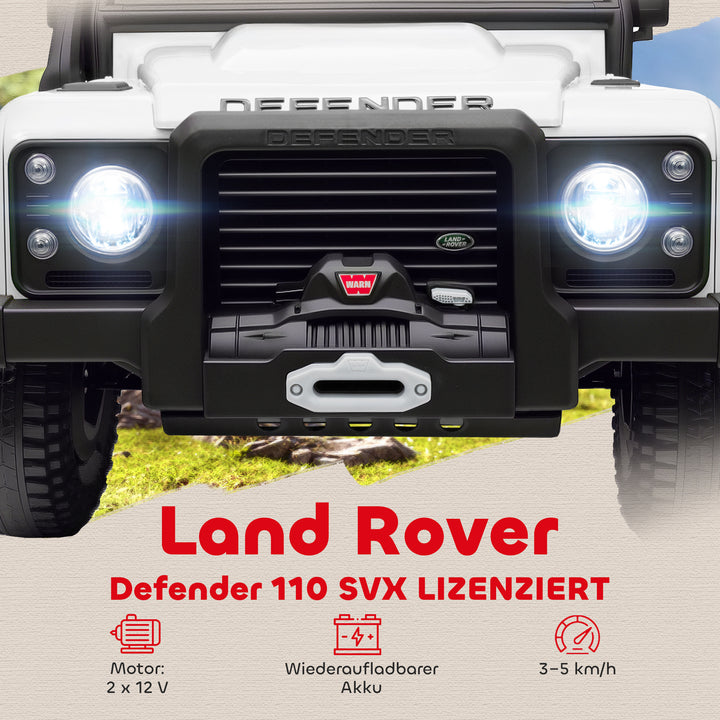 Elbil til børn, 12v batteridrevet, fjernbetjening, musikfunktion, horn, led-lys, hvid