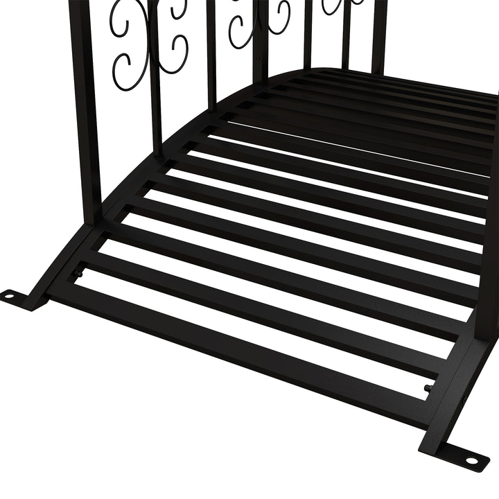 Metalhavebro i vintagestil, dekoration til have og dam, 119x67x70 cm, sort