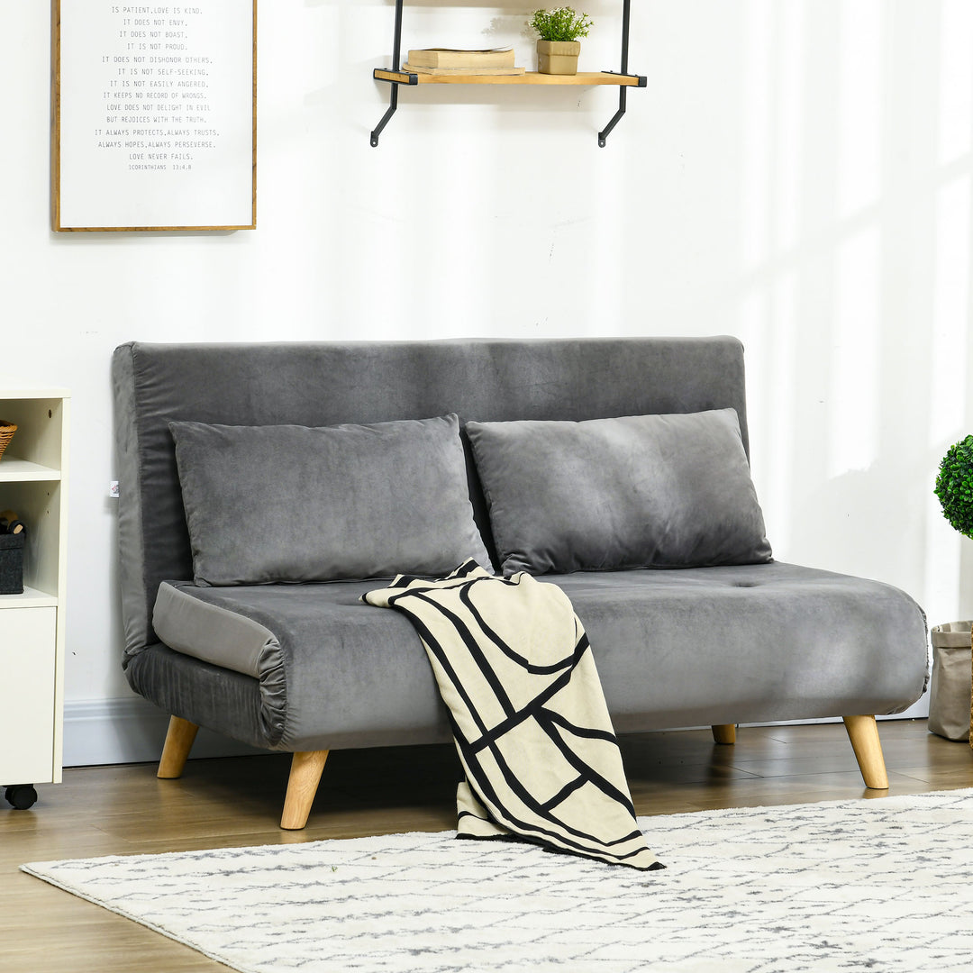 Sovesofa afslappende sofa, inkl. 2 puder, fløjlslook, 130 x 78 x 79 cm, grå