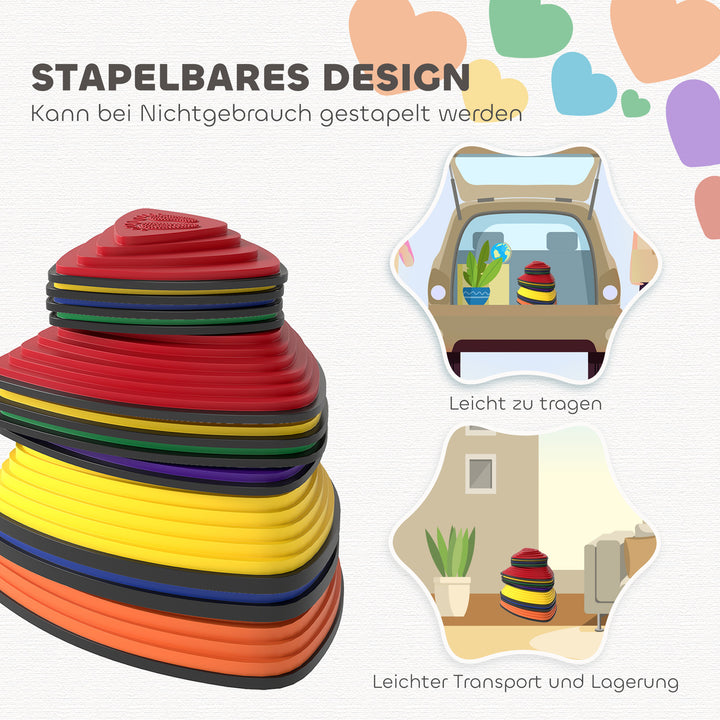 Sæt med 11 trædesten, skridsikkert design, til indendørs og udendørs brug, stabelbare, assorterede farver