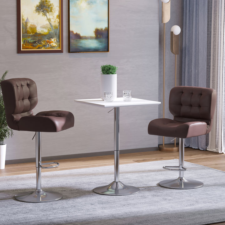 Barbord bistrobord pub højdejusterbart firkantet ståbord stål hvid 60 x 60 x 69-92 cm