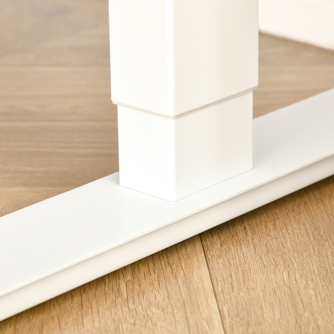 Højdejusterbart skrivebord elektrisk 140 x 70 cm computerbord med 4 hukommelseskontroller, 4-delt bordplade, sit-stee-bord med antikollision, overophedningsbeskyttelse hvid