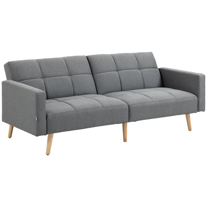 2 I 1 sovesofa 205 x 88 cm sofa med sengefunktion, sofa med siddehynde, hørlook grå