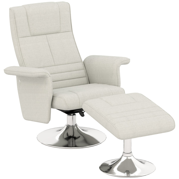 Massagestol med skammel, lænestol, 78 x 95 x 88 cm, cremefarvet